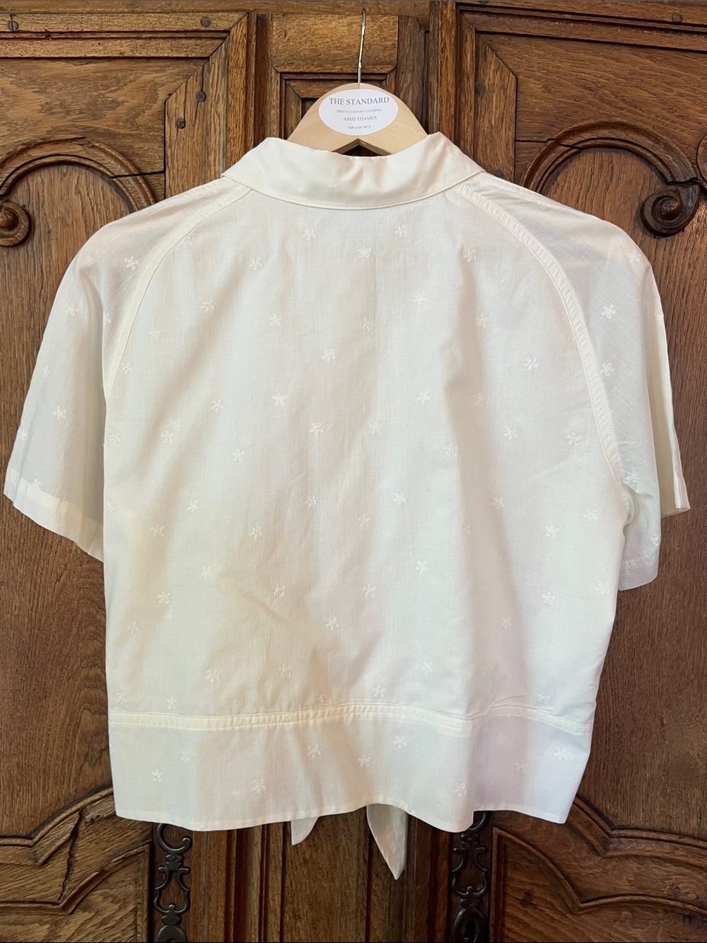 CeCe Cream Short Sleeve Button-Front Tie Shirt - Picture 6 of 8